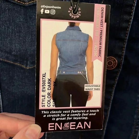 Womens plus dark was denim vest, slight stretch, 4 pockets, metal buttons NWT - Picture 5 of 7